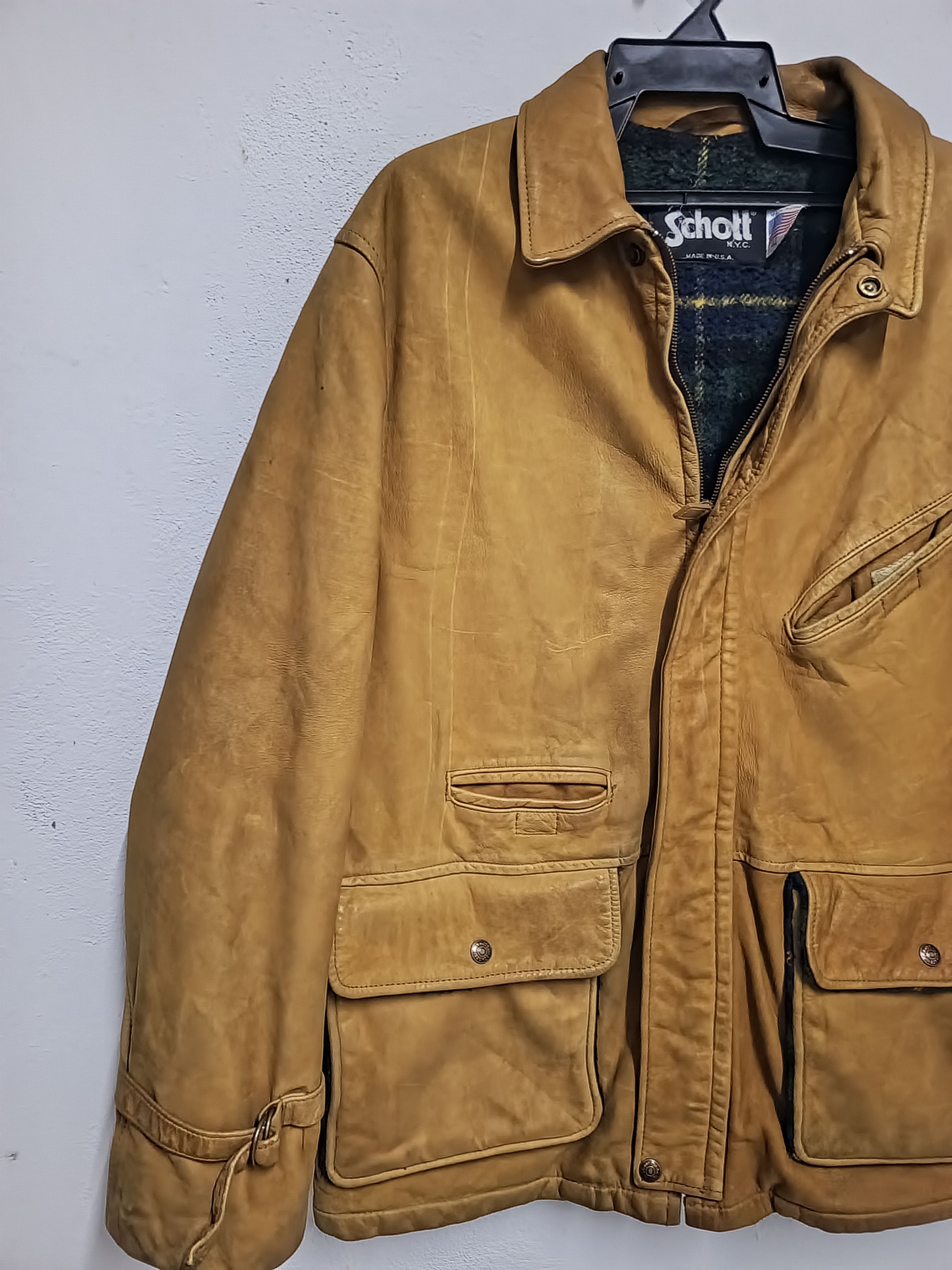 Vintage 80s vintage Schott N.Y.C leather wool jacket Size US XL / EU 56 / 4 - 5 Thumbnail