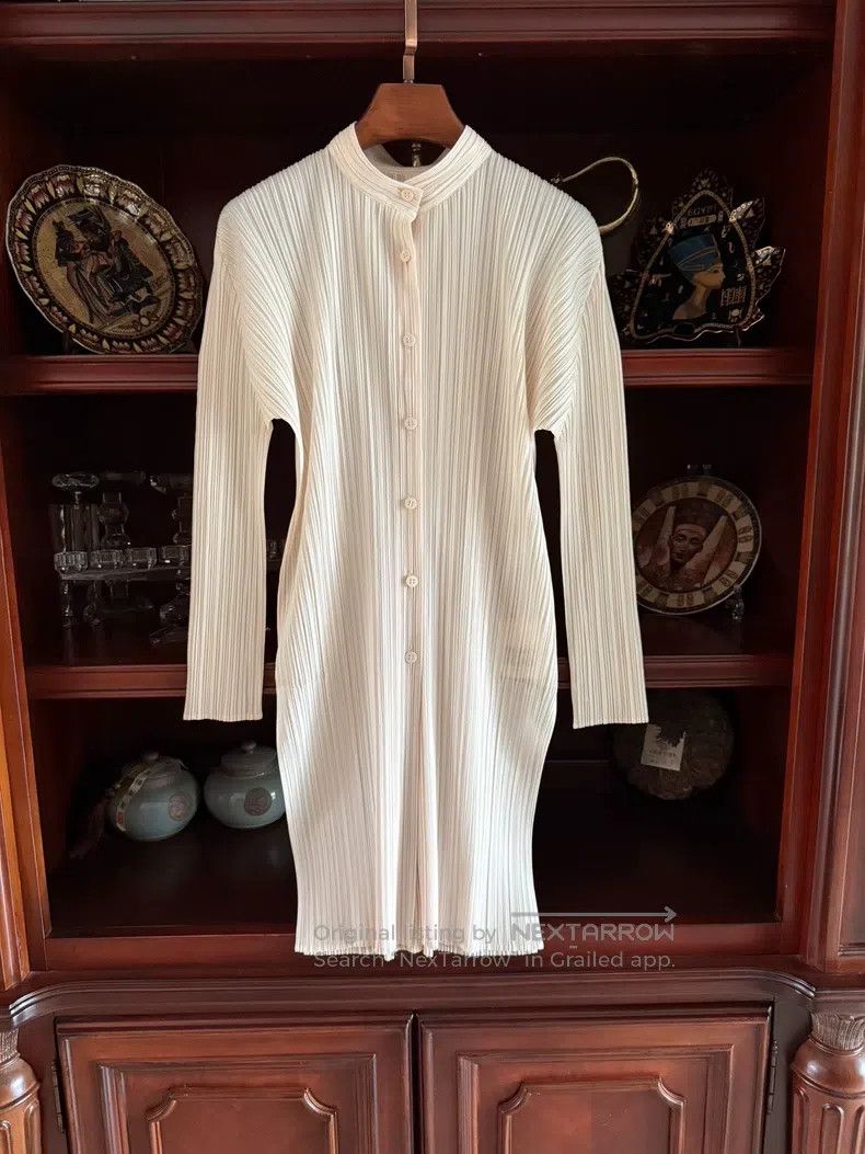 Issey Miyake Issey Miyake Off-White Stand Collar Buttoned Jacket Size L / US 10 / IT 46 - 5 Thumbnail