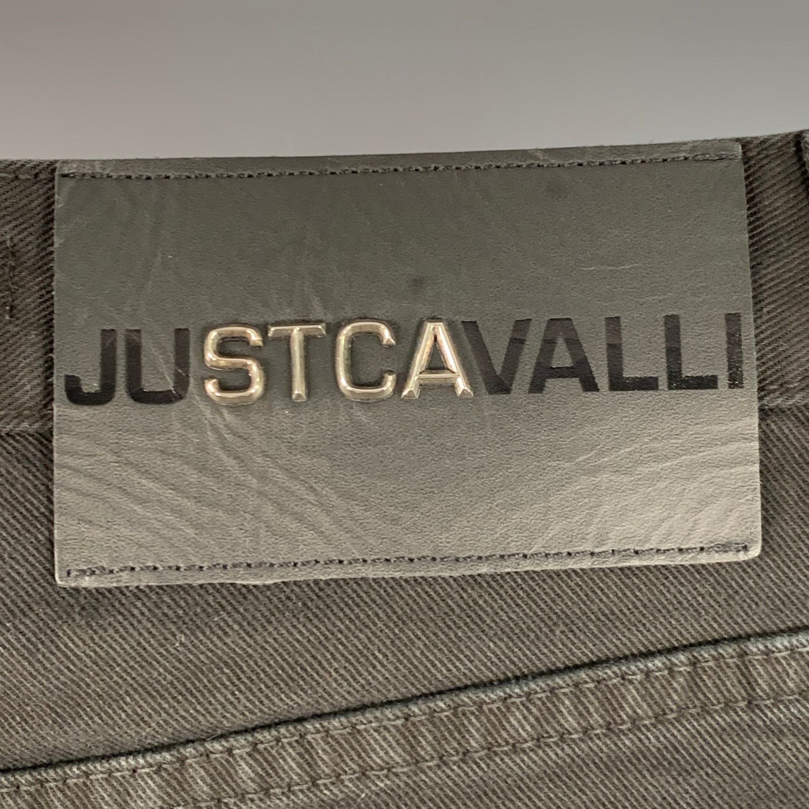 Just Cavalli Size 26 Black Silver Cotton Denim Studded Button Fly Jeans Size 26" / US 2 / IT 38 - 4 Thumbnail