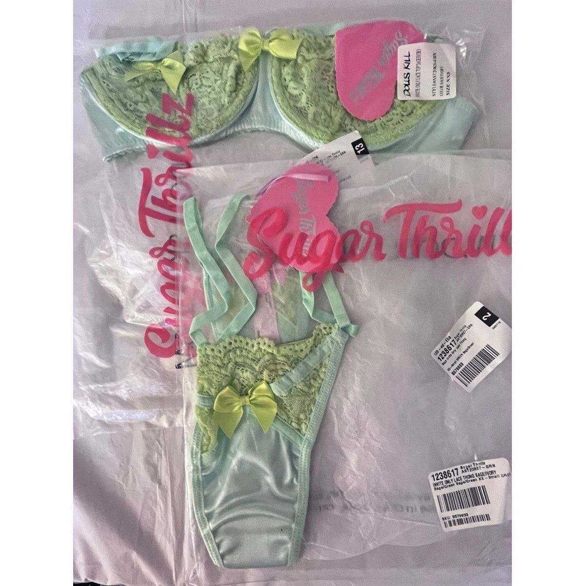 Dolls Kill Dolls kill Sugar Thrillz Green Lingerie Set Bra/Panty XXS Size ONE SIZE - 1 Thumbnail
