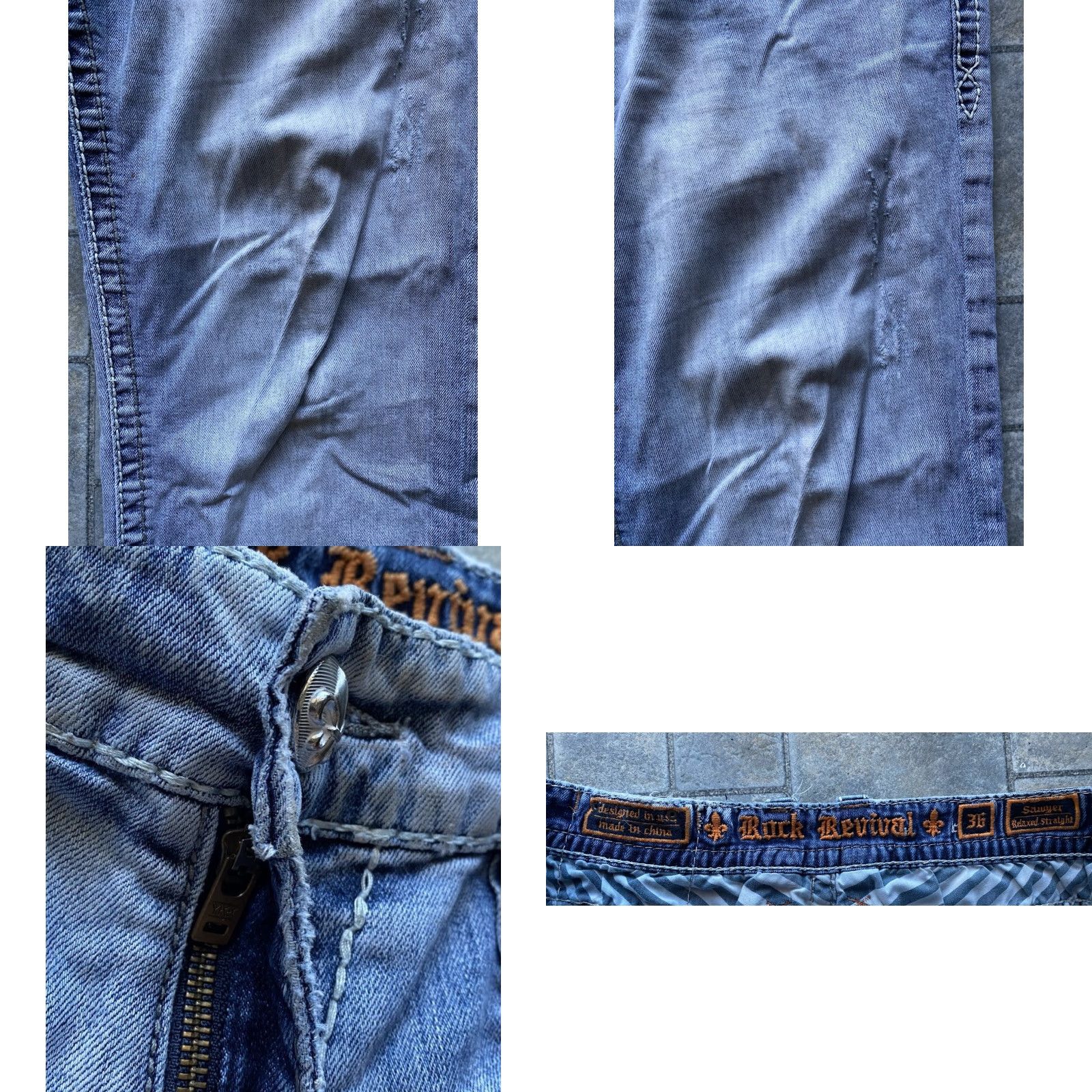 Vintage VINTAGE Rock Revival Jeans Sawyer Relaxed Straight Men’s 36 Flaws Wear Mens Jeans 36 Straight Relaxed Size US 36 / EU 52 - 8 Thumbnail