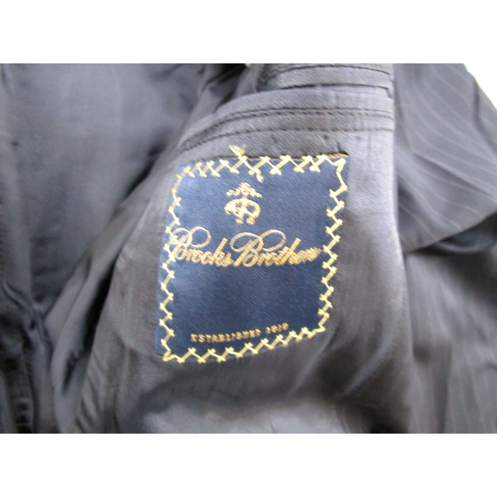 Brooks Brothers Brooks Brothers Blazer Suit Jacket Blue Pin Striped Wool Size 43 Regular Notch Lapel Three-Button Single-Breasted Men Dress Coat Daily Casual Wedding Size 46R - 4 Thumbnail