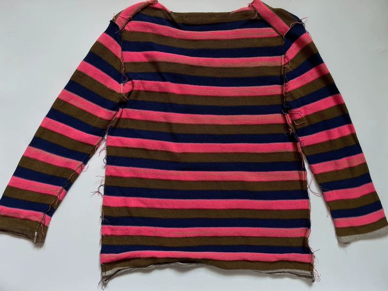 Y's Y's Upside-down striped fur-trimmed sweater Size US M / EU 48-50 / 2 - 4 Thumbnail