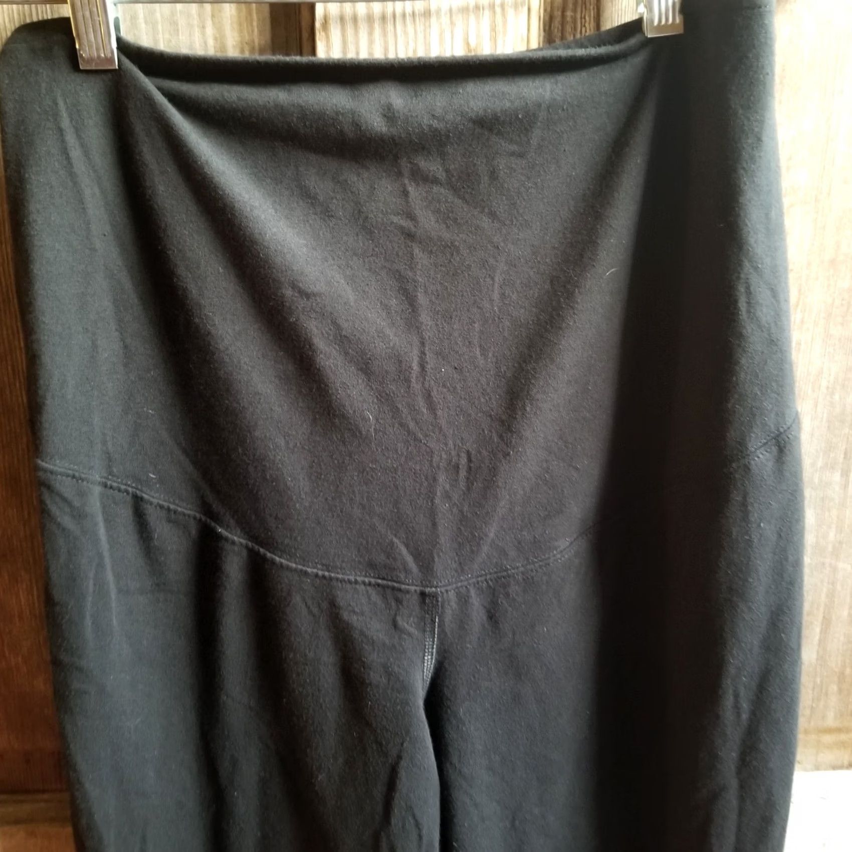 Vintage Maternity Inset Panel Ponte Pants Black M Ingrid & Isabel Stretch Size 32" / US 10 / IT 46 - 2 Thumbnail