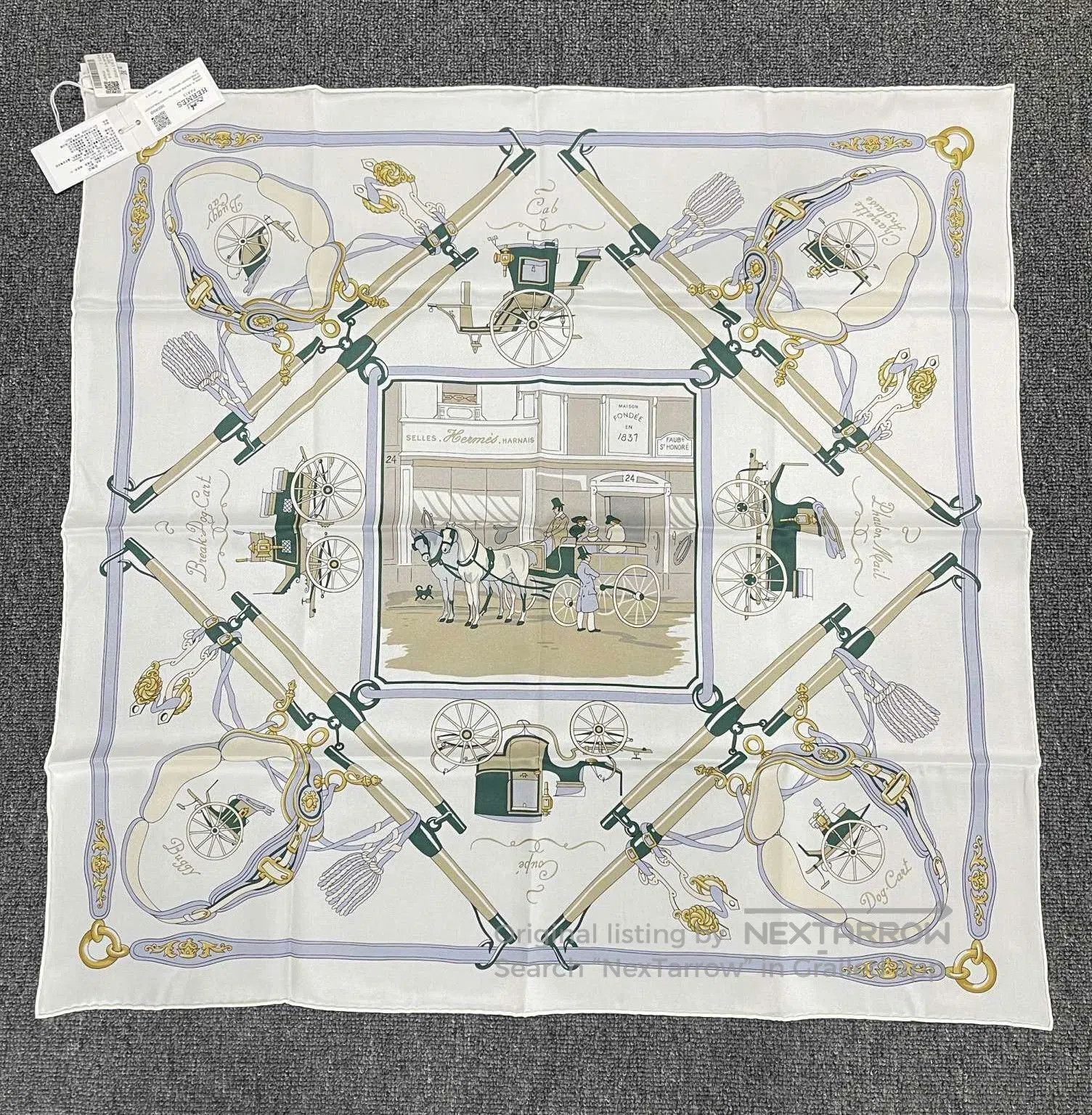 Hermes HERMES Horse Carriage Pattern Scarf. Size ONE SIZE - 5 Thumbnail