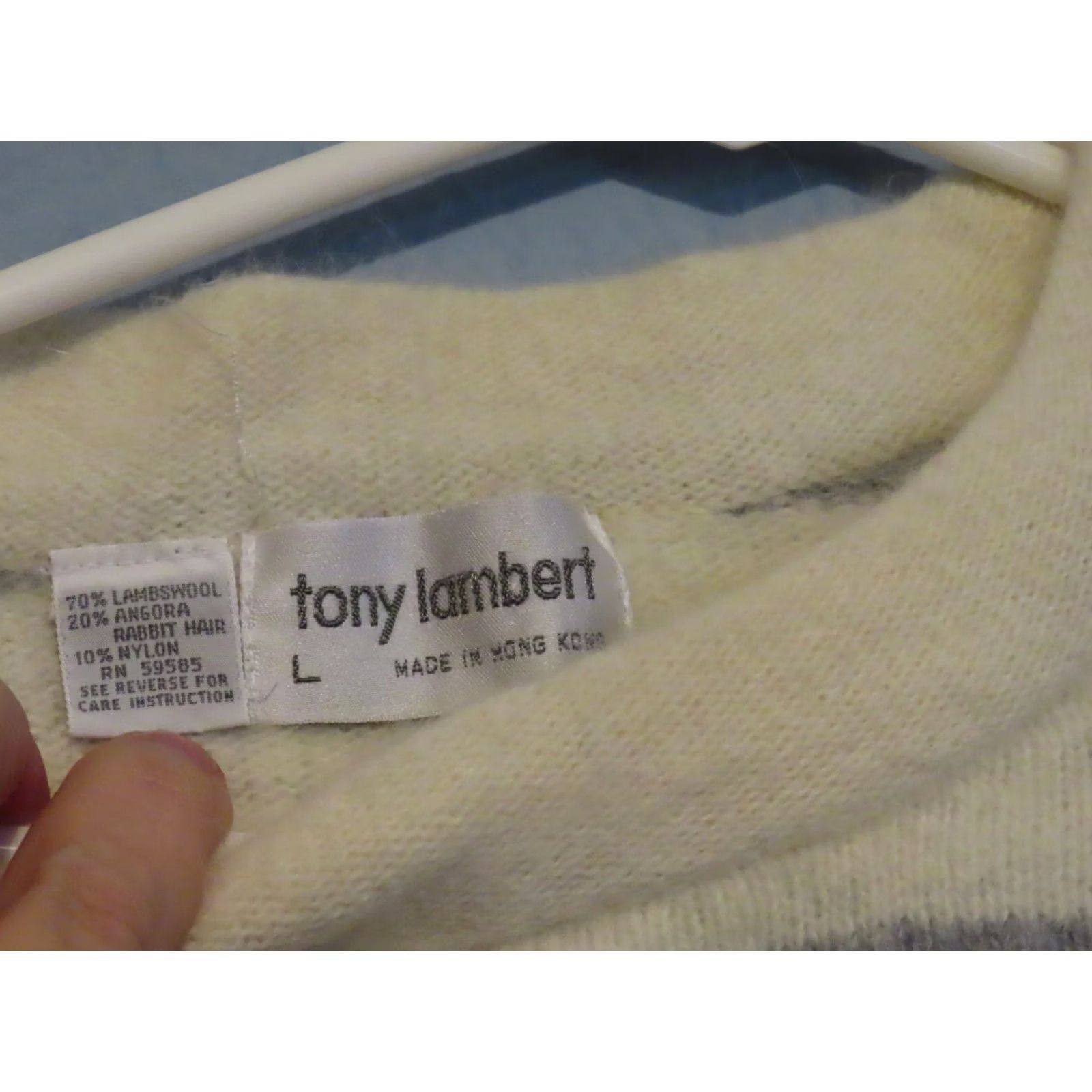 Vintage VINTAGE Tony Lambert Women Sweater L Wool Striped Crew Neck Pullover White N/A Size L / US 10 / IT 46 - 4 Thumbnail