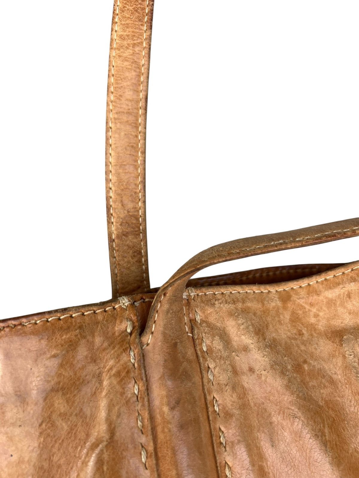 Leather Distressed Patina Leather Tote Bag Genten Japan Size ONE SIZE - 6 Thumbnail