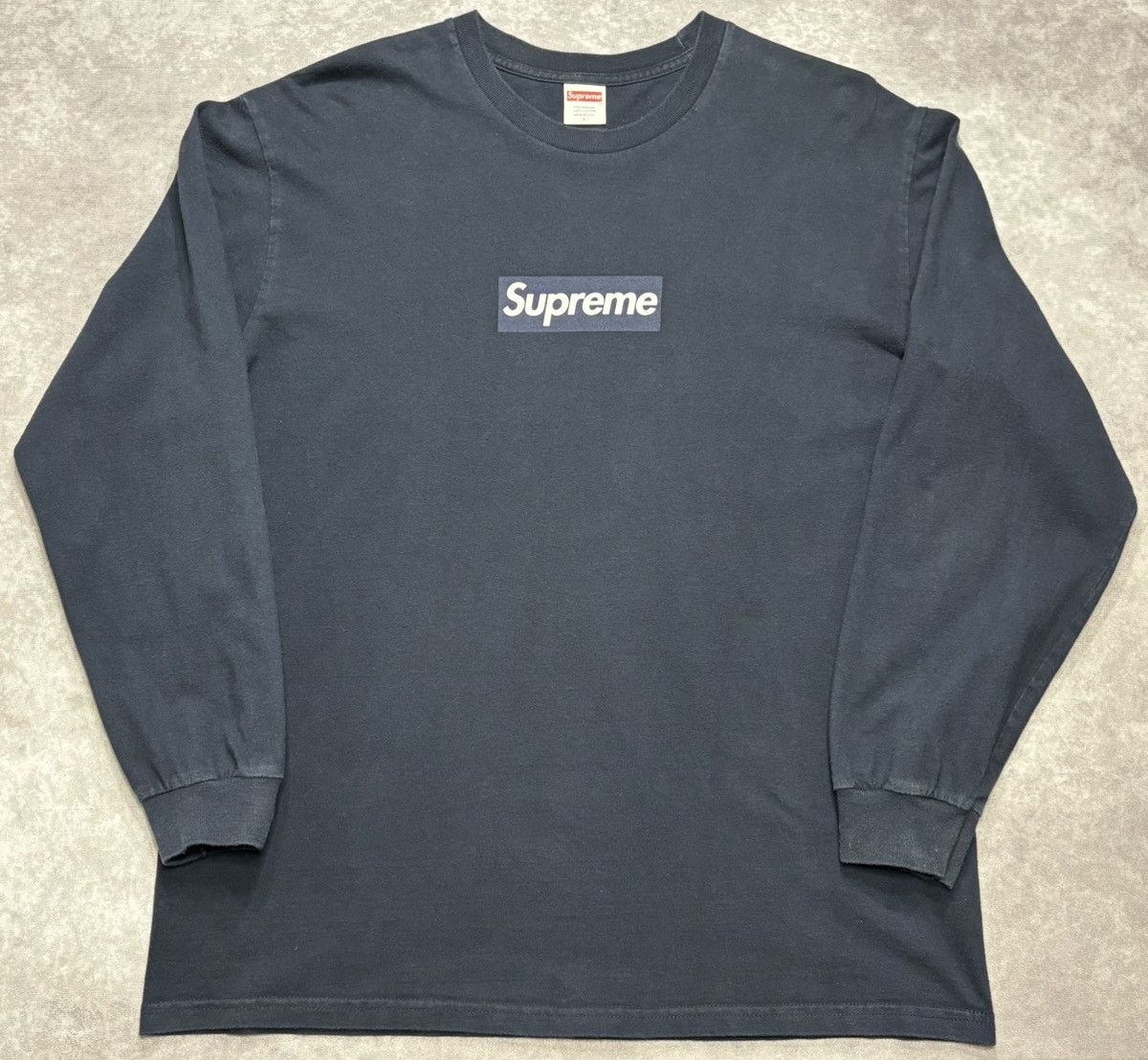 Supreme Supreme Box Logo L/S Tee Navy (FW20) | Grailed