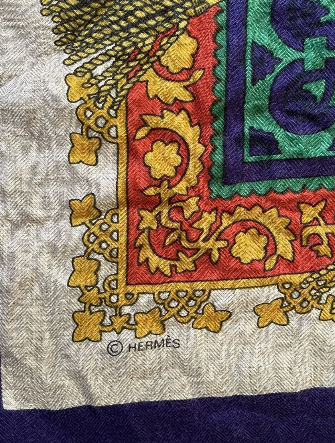 Hermes Hermes Brins D’or Julia Abadie 1982 Blanket Cashmere Scarf Size ONE SIZE - 9 Thumbnail