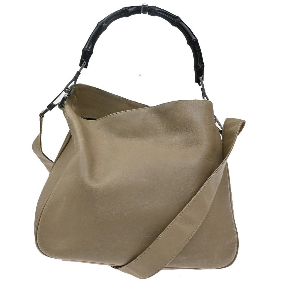 Gucci Gucci Vintage Bamboo Handle Open Hobo Leather Size ONE SIZE - 1 Thumbnail