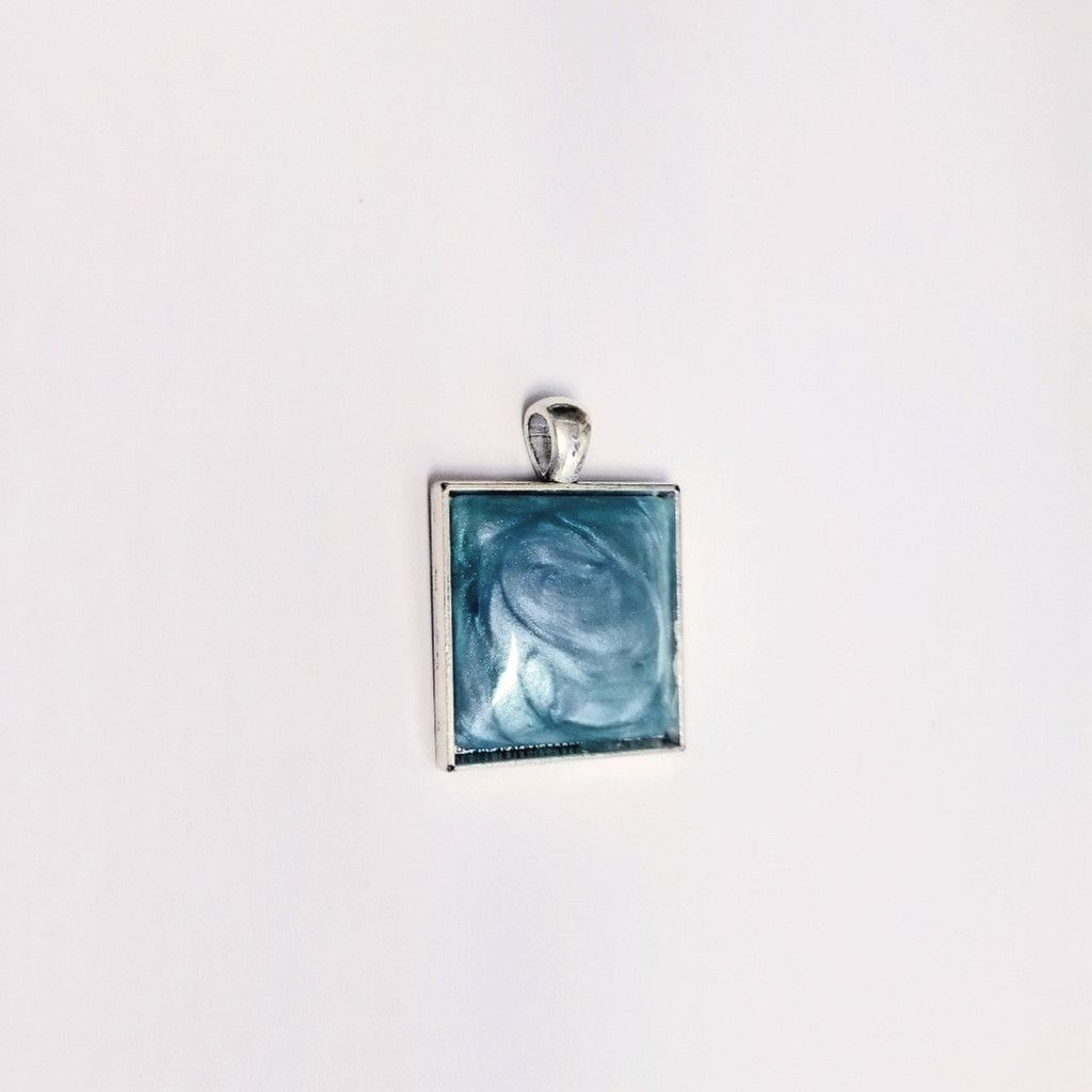 Handmade Blue & green resin pendant Size ONE SIZE - 2 Thumbnail