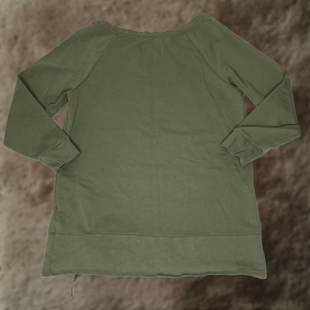 Vintage Victoria Sport Sweatshirt Green Oversized Side Tie Long Sleeve Athleisure Small Shirt Womens Pullover Tunic Length Athletic Casual Size S / US 4 / IT 40 - 1 Thumbnail
