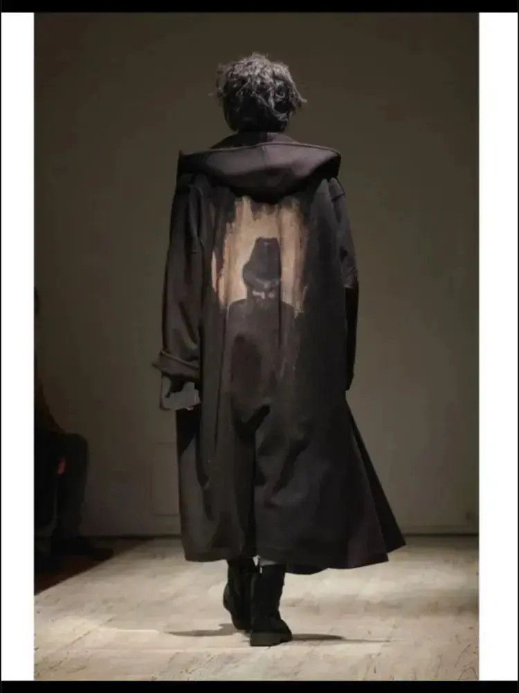 Yohji Yamamoto Yohji Yamamoto Pour Homme Figure Print Wool Coat Size US L / EU 52-54 / 3 - 7 Thumbnail