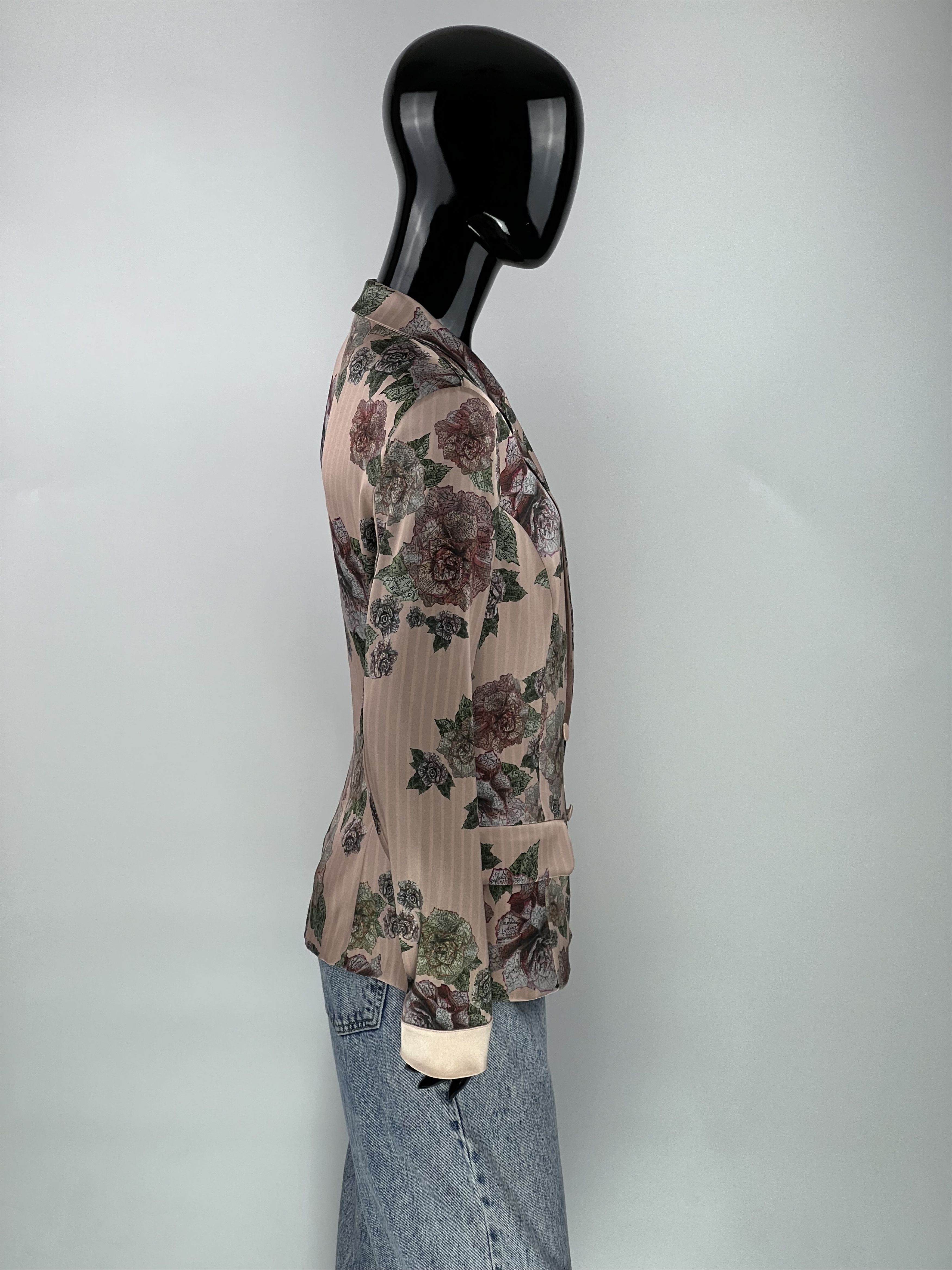 La Perla La Perla Floral Printed Double Breasted Silk Blazer Jacket Size M / US 6-8 / IT 42-44 - 2 Thumbnail