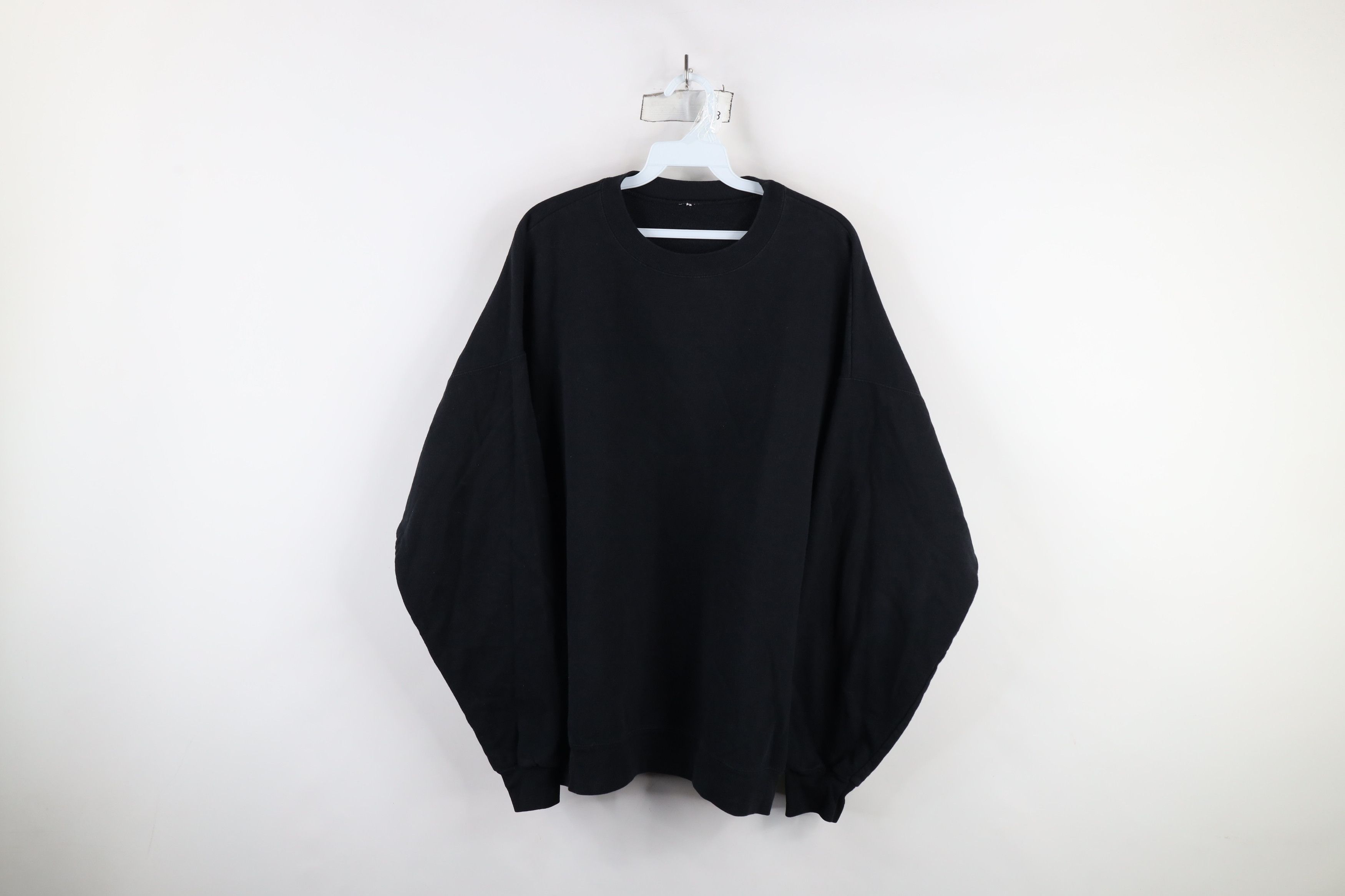 Vintage Vintage 90s Streetwear Faded Blank Crewneck Sweatshirt Black Size US XXL / EU 58 / 5 - 1 Thumbnail