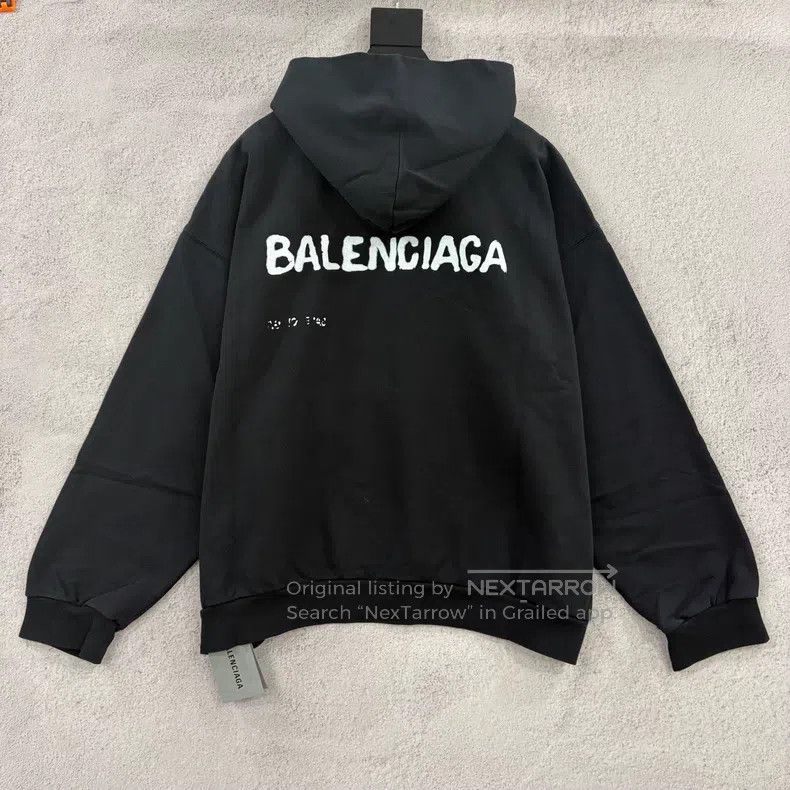 Balenciaga Balenciaga Dyed Graffiti Logo Black Hoodie Size US M / EU 48-50 / 2 - 2 Thumbnail