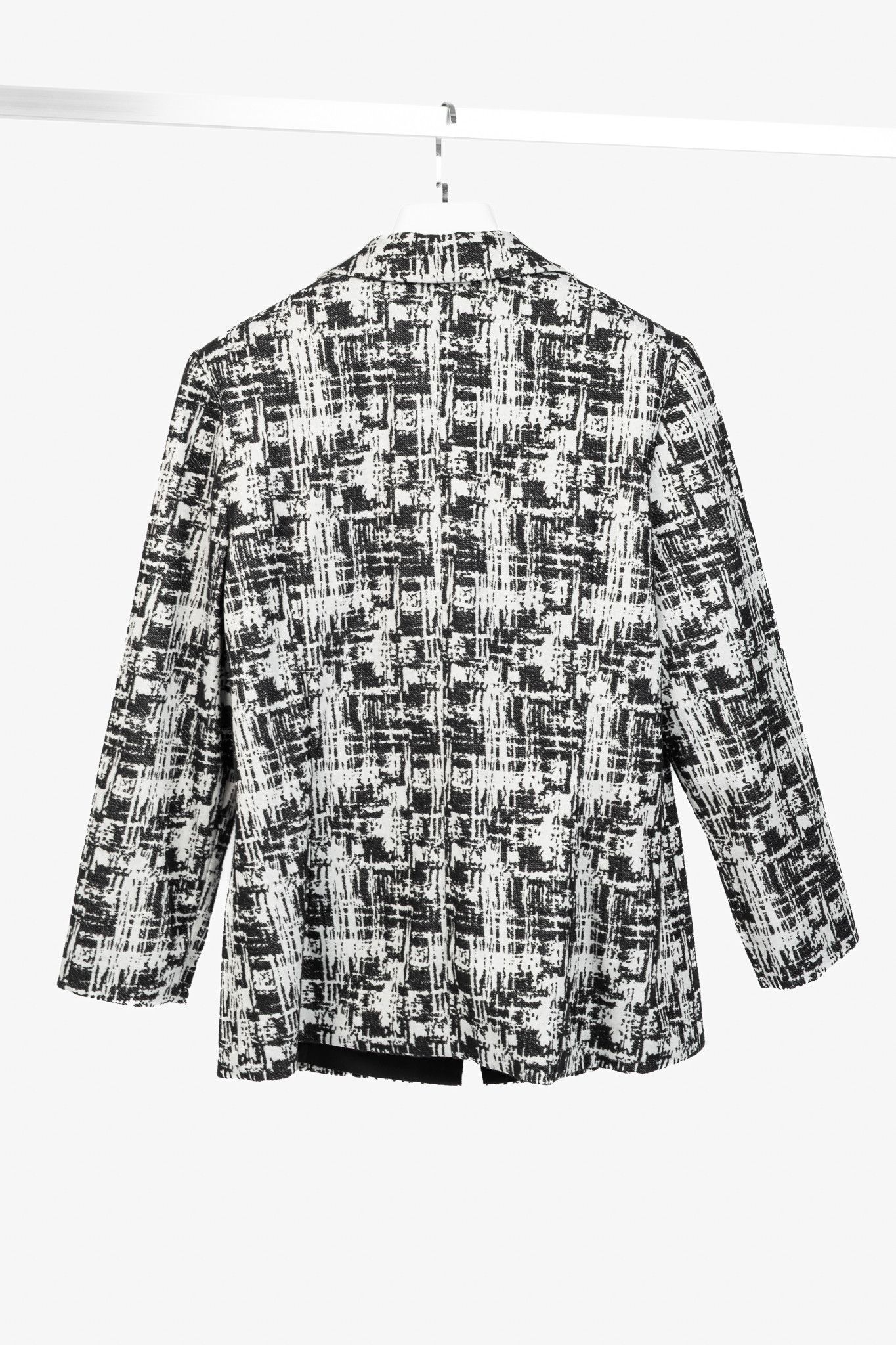 Other Joeffer Caoc White & Black Jacquard Contrast-Lapel Blazer Size XL / US 12-14 / IT 48-50 - 2 Thumbnail