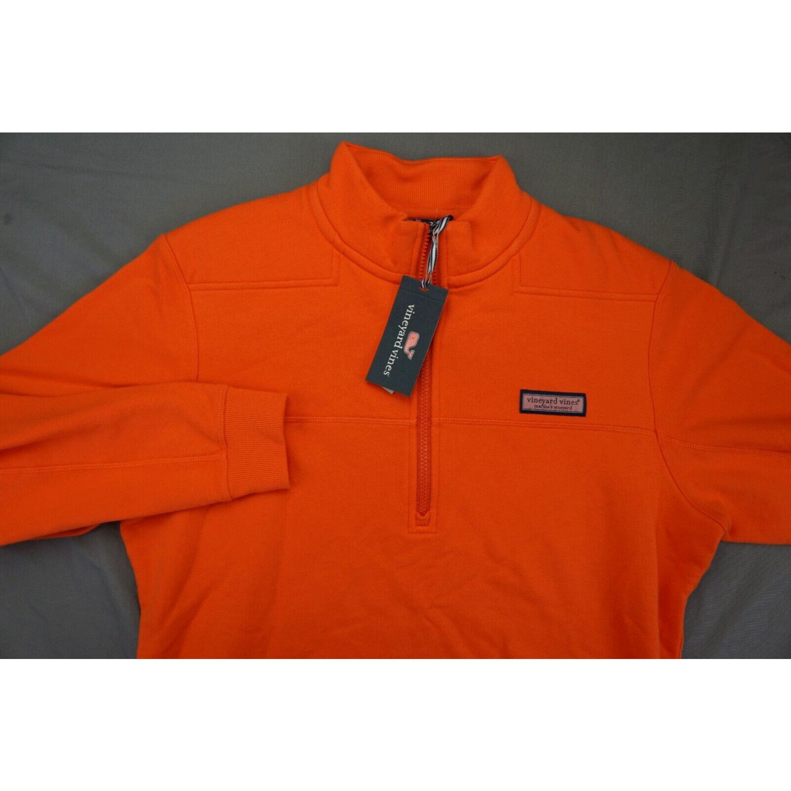 image of Vineyard Vines 1/4 Zip Collegiate Ship Shirt, Sweatshirt. Orange S. Nwt!! in White (Size Small)