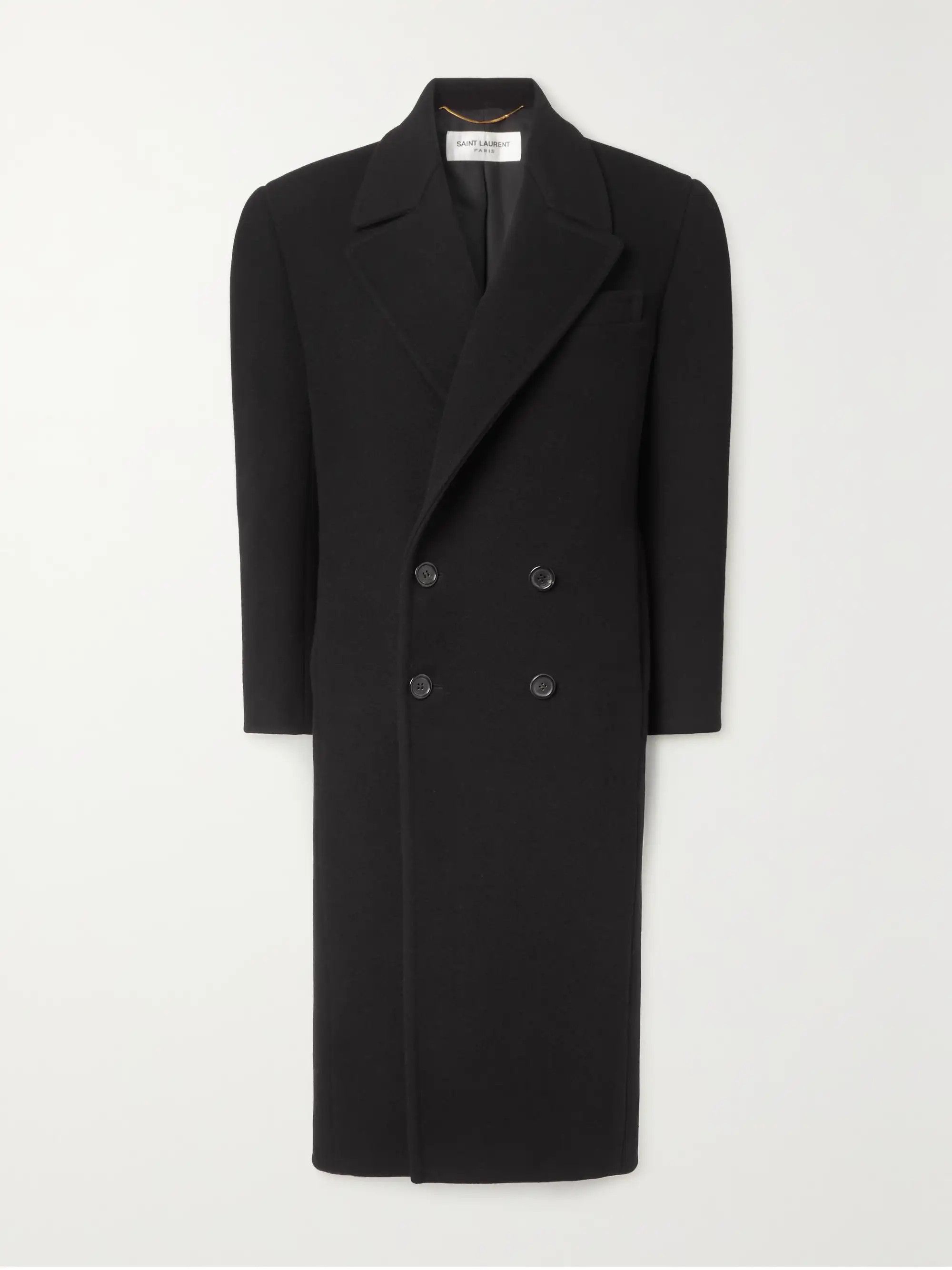 Saint Laurent Paris o1tp1o1224 Double Breasted Cashmere Felt Coat in Black Size L / US 10 / IT 46 - 2 Thumbnail