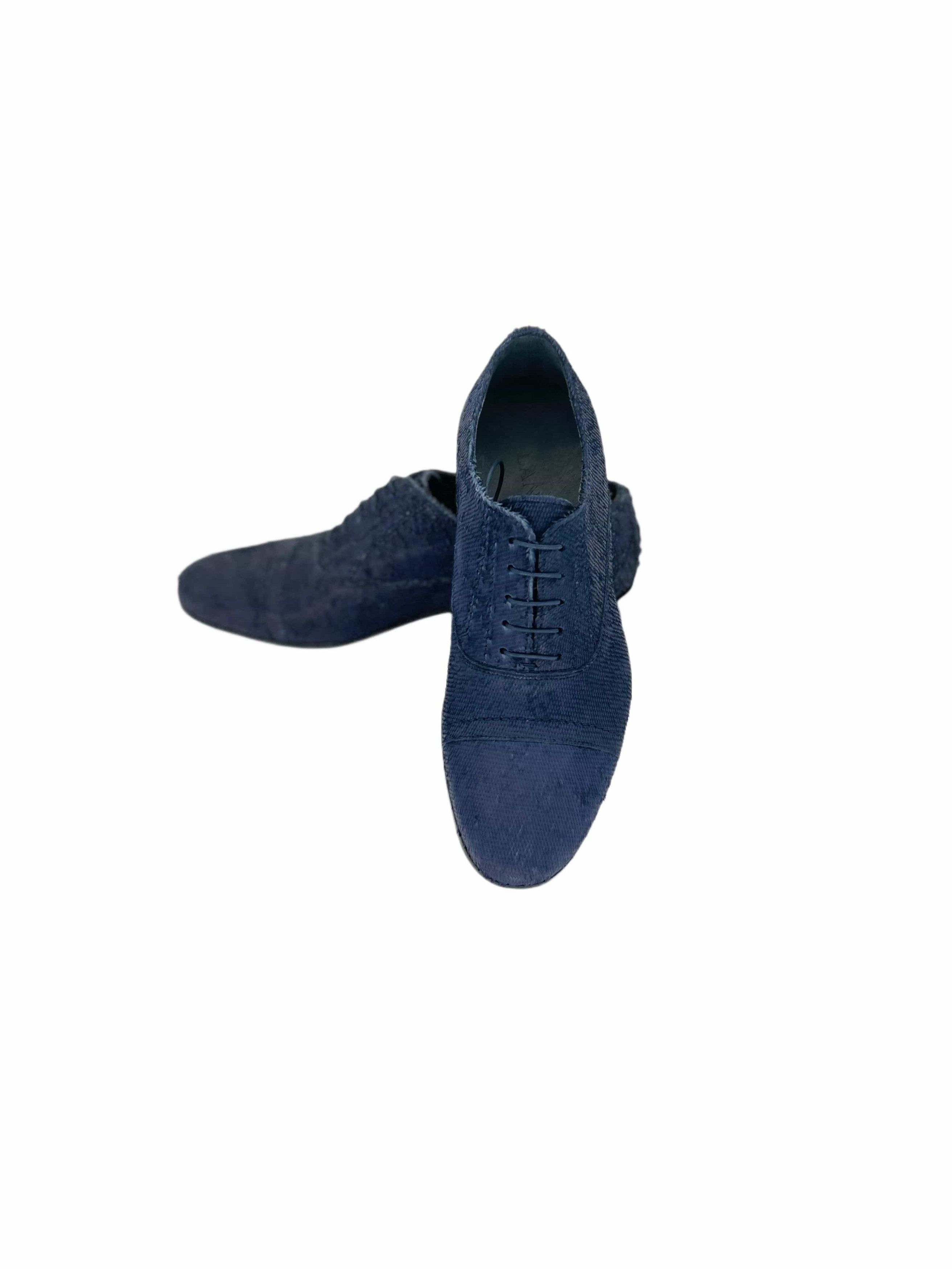 Lanvin Lanvin Blue Distressed leather Oxford Shoe Size US 6 / EU 39 - 3 Thumbnail