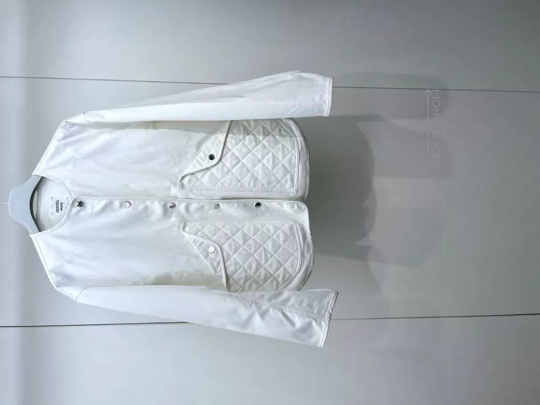Hermes Hermes Parker Cotton Jacket Blue and White Print Size XXS / US 00 / IT 34 - 1 Thumbnail