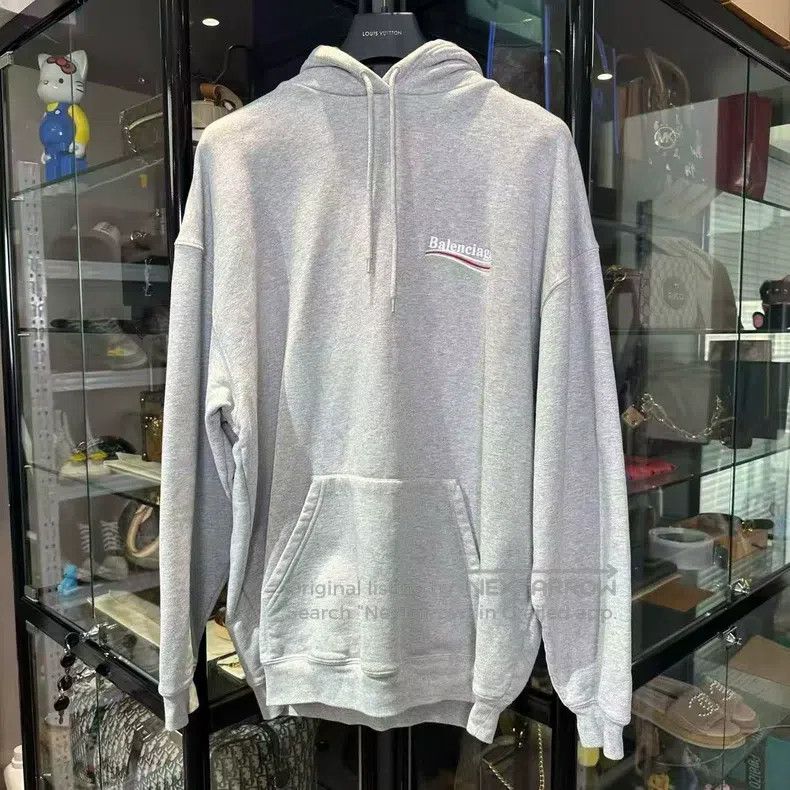 Balenciaga Balenciaga Grey Embroidered Wave Coke Hoodie Size US S / EU 44-46 / 1 - 1 Thumbnail