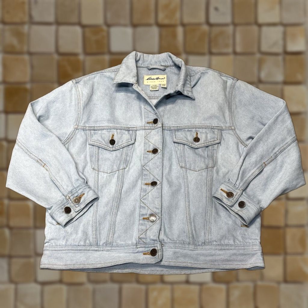 Eddie Bauer VINTAGE Eddie Bauer Denim Jacket Womens Petite Small Blue Cotton Basic Jacket Size 28" / US 6 / IT 42 - 1 Thumbnail