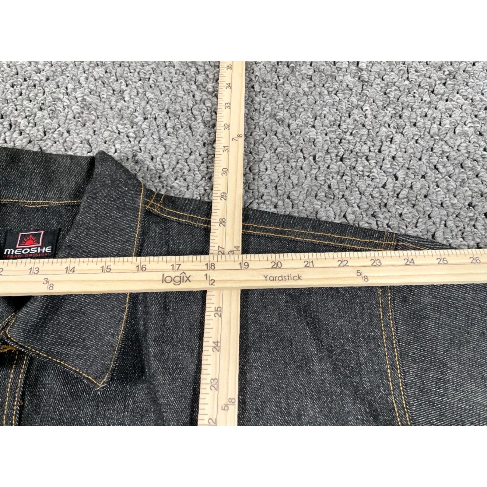 Denime Meoshe Hip Hop Style Denim Jacket Men's XL (Fits 2XL) Black Embroidered Y2K Rap Jacket Size US XL / EU 56 / 4 - 6 Thumbnail