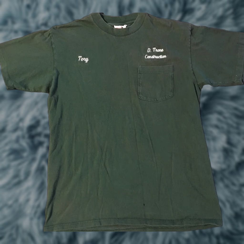 Vintage VINTAGE Tory Construction Worker Shirt Large Green 90s Grunge Punk Tattoo Single Stitch Mens T-Shirt Size US L / EU 52-54 / 3 - 1 Thumbnail