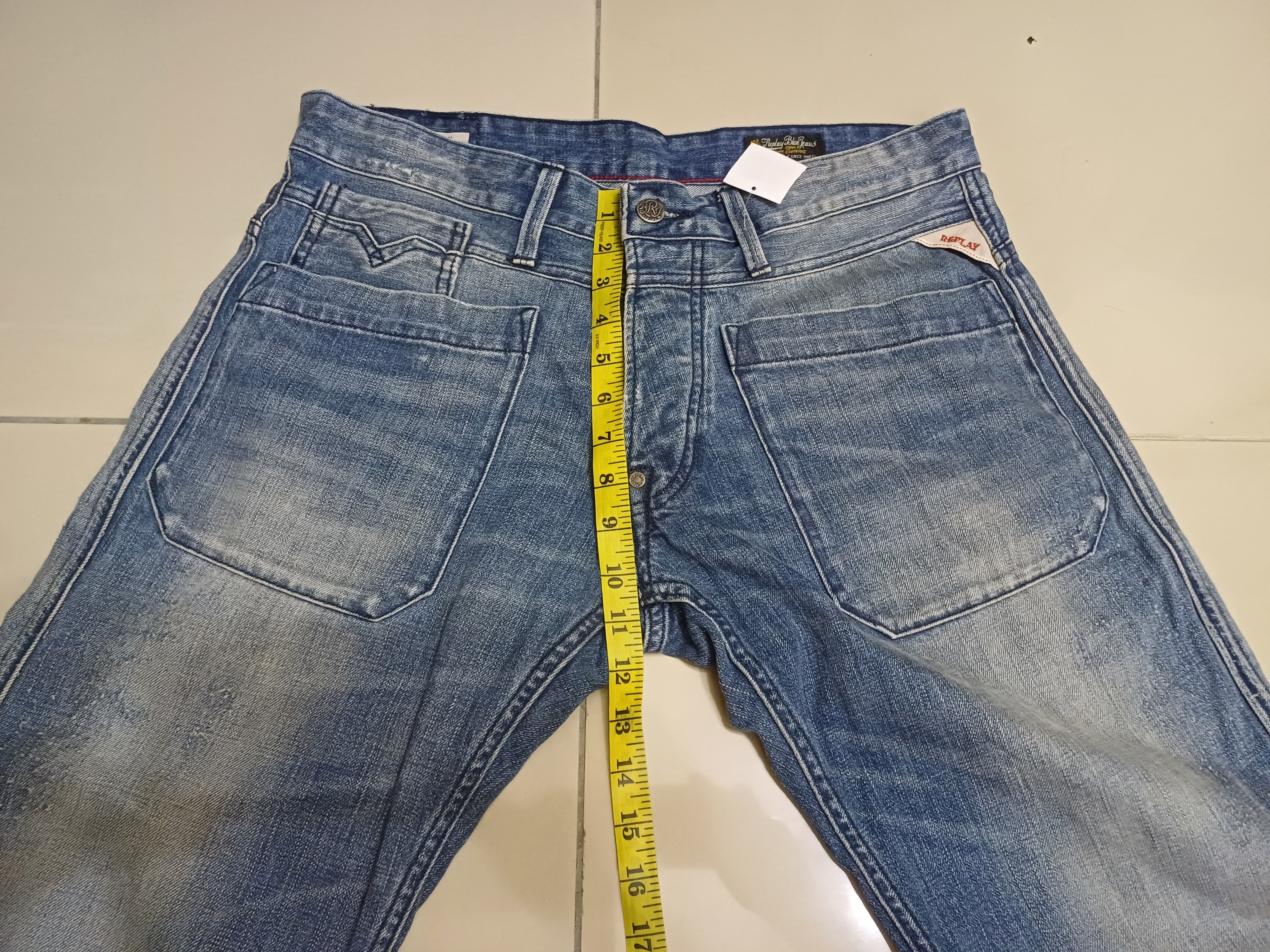Replay Crazy Distressed Replay .. buttonfly jeans Size US 33 - 11 Thumbnail