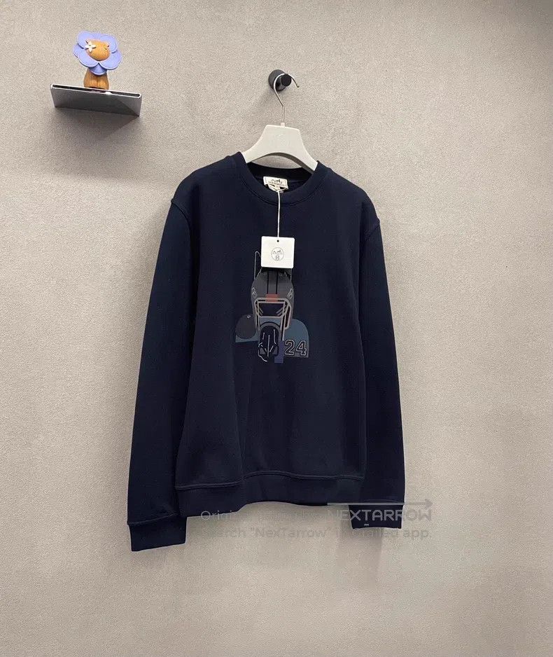Hermes Hermes Warhorse Printed Navy Blue Sweatshirt Size US L / EU 52-54 / 3 - 3 Thumbnail