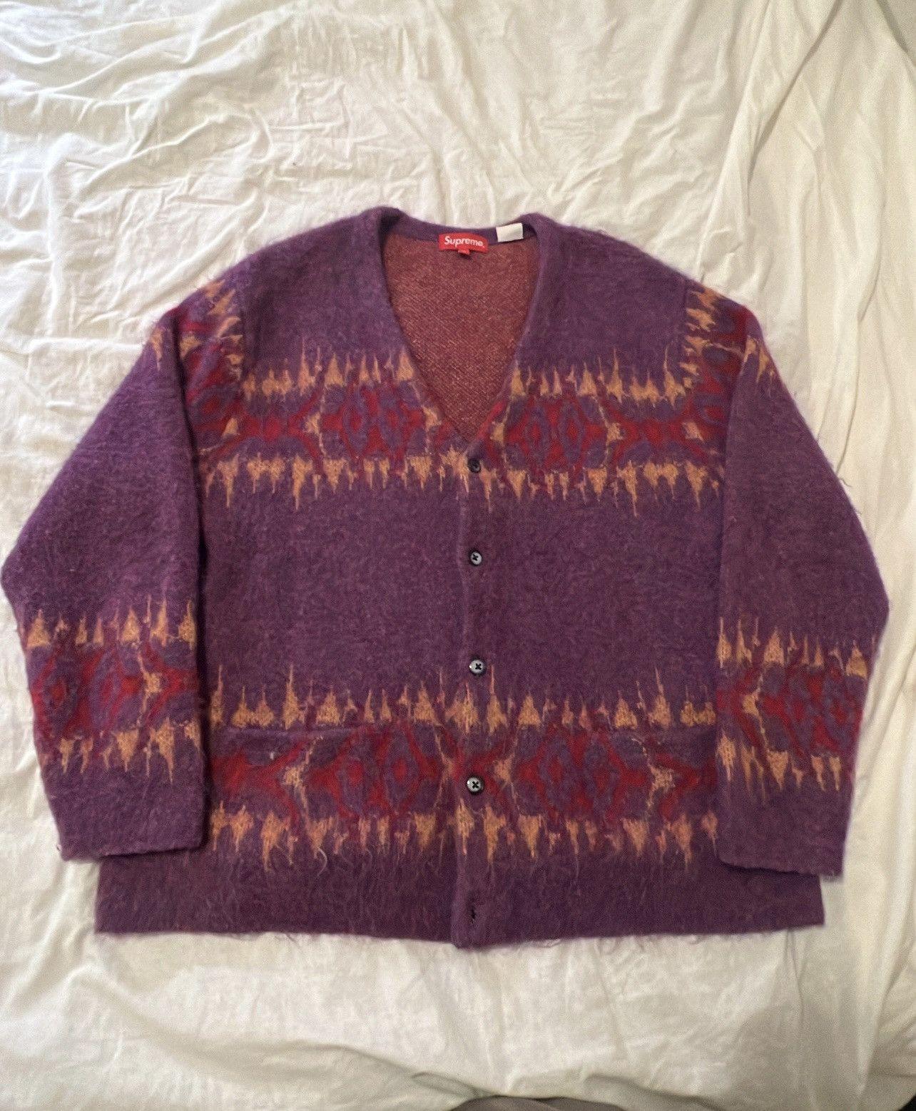 Supreme Supreme Abstract Stripe Cardigan (Plum) | Grailed