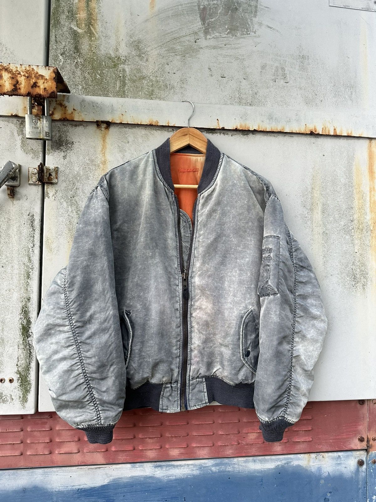 Vintage 🪖Vintage Faded MA-1 Unique Workers Bomber Jacket Size US M / EU 48-50 / 2 - 3 Thumbnail