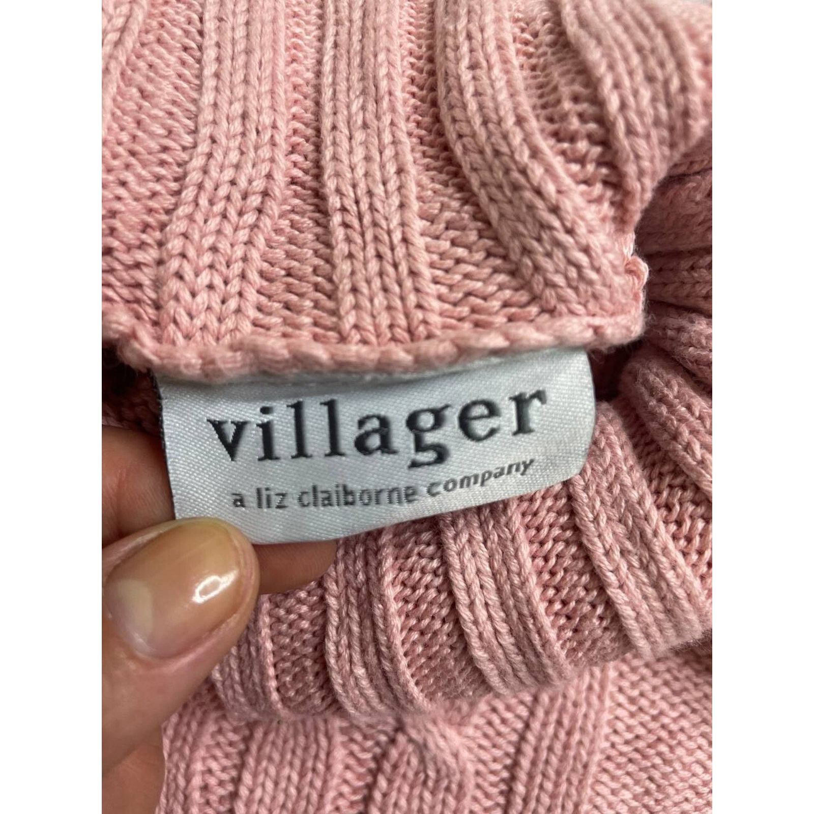 Vintage Vintage Villager Pink Turtleneck Cable Knit Sweater Size L Size M / US 6-8 / IT 42-44 - 5 Thumbnail