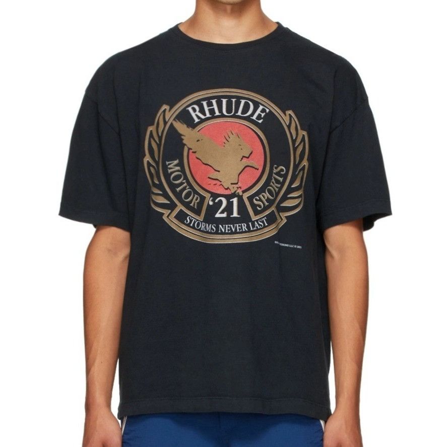 NEW RHUDE MOTORSPORTS BLACK TEE SZ LARGE