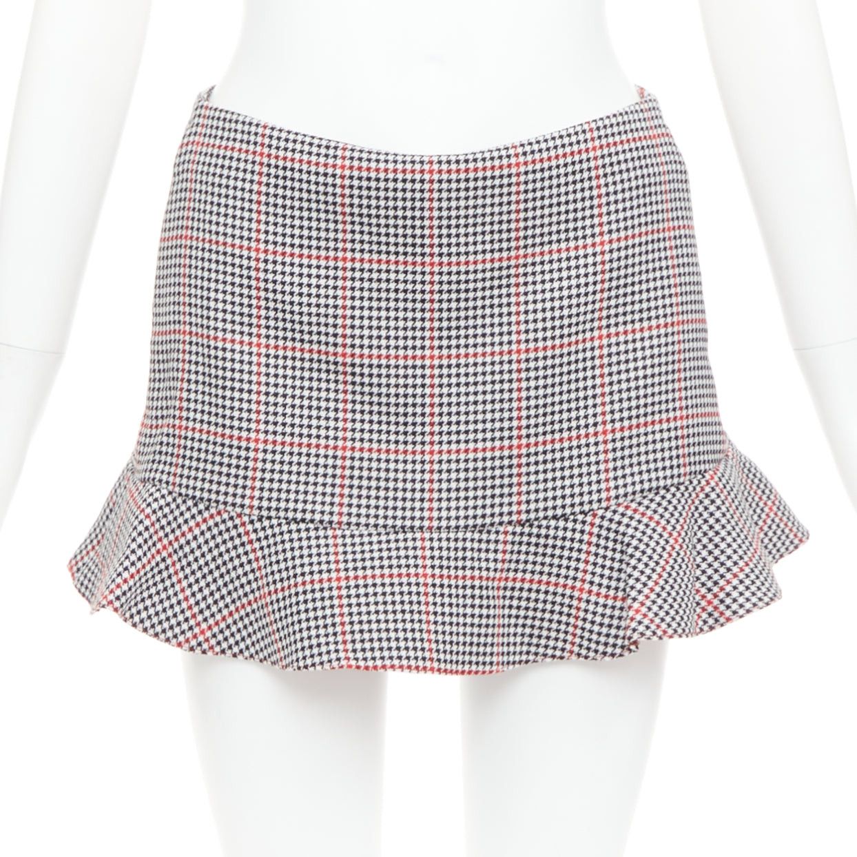 RED Valentino RED VALENTINO red black houndstooth check print flare mini skort IT36 XXS Size 25" / US 0 / IT 36 - 1 Thumbnail