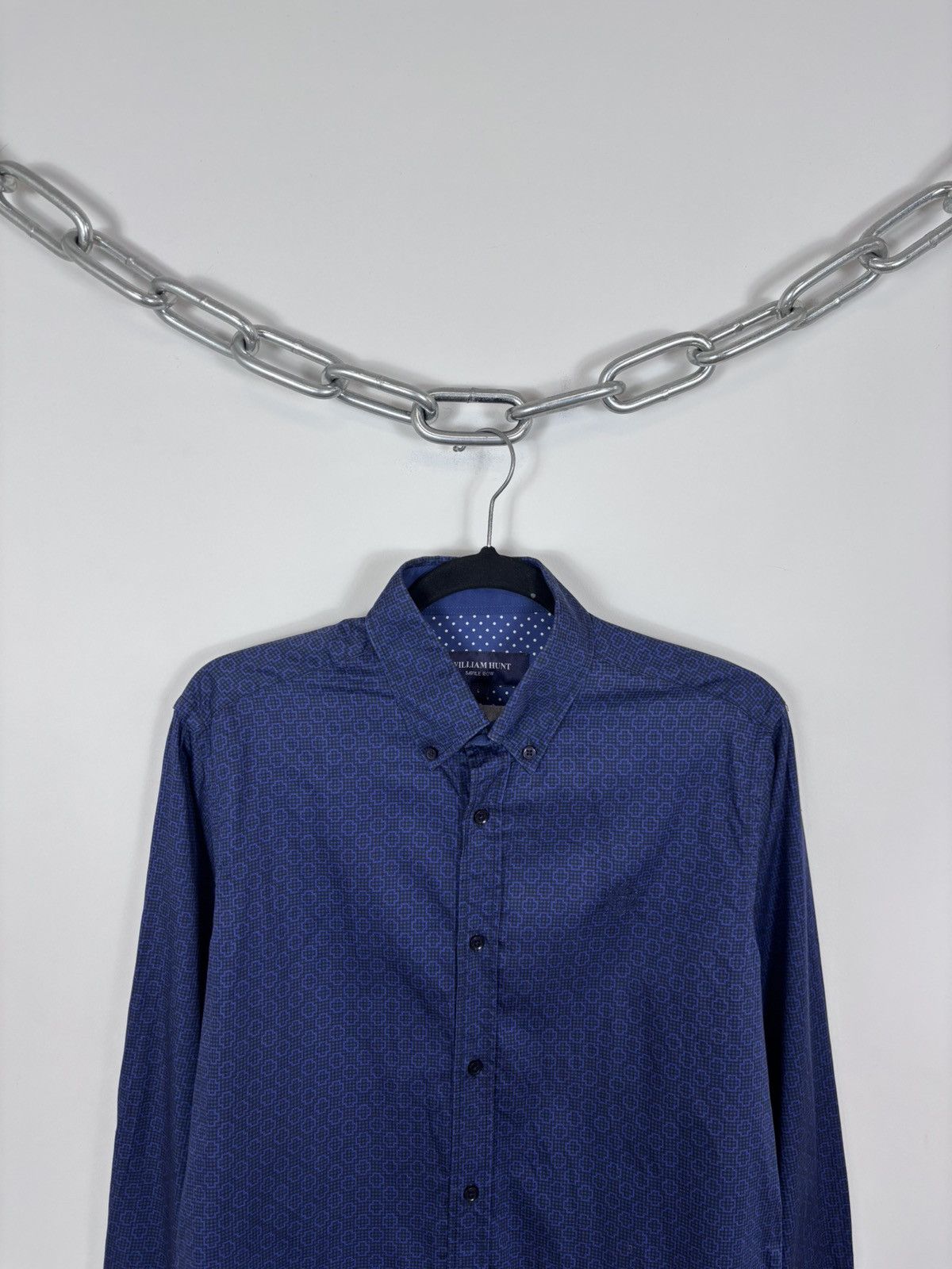 William Hunt William Hunt Savile Row Men’s Navy Blue Button Down Shirt Size US L / EU 52-54 / 3 - 2 Thumbnail