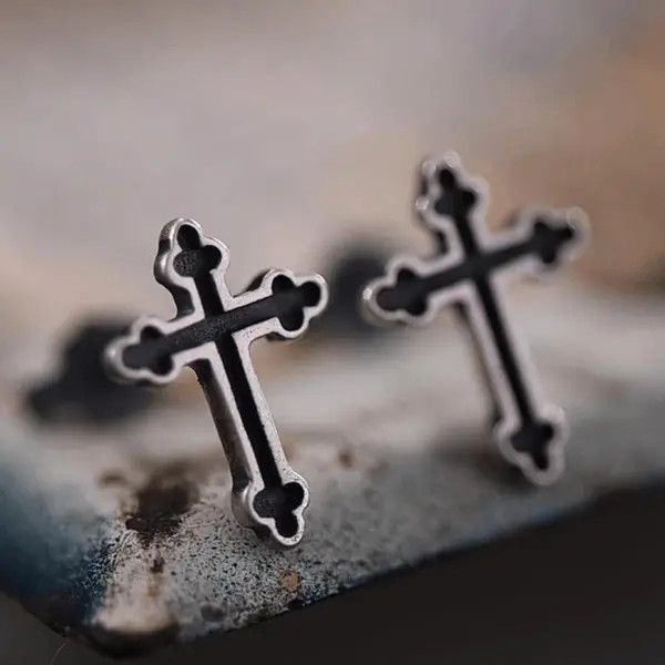 Other Black Cross Stud Earrings Size ONE SIZE - 5 Thumbnail