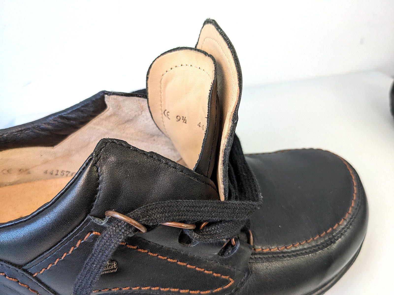Other Finn Comfort Men Walking Shoes Germany Black Leather Wide 10 Size US 10 / EU 43 - 7 Thumbnail