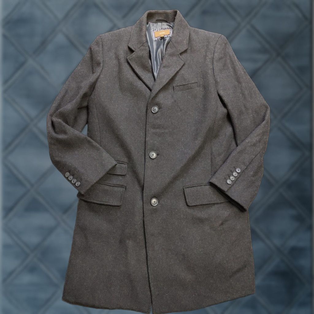 Merona Merona Coat Mens Medium Black Wool Blend Overcoat Three-Button Front Formal Jacket Long Notch Lapel Wool, Polyester, Satin Lining M Mens Size US M / EU 48-50 / 2 - 1 Thumbnail