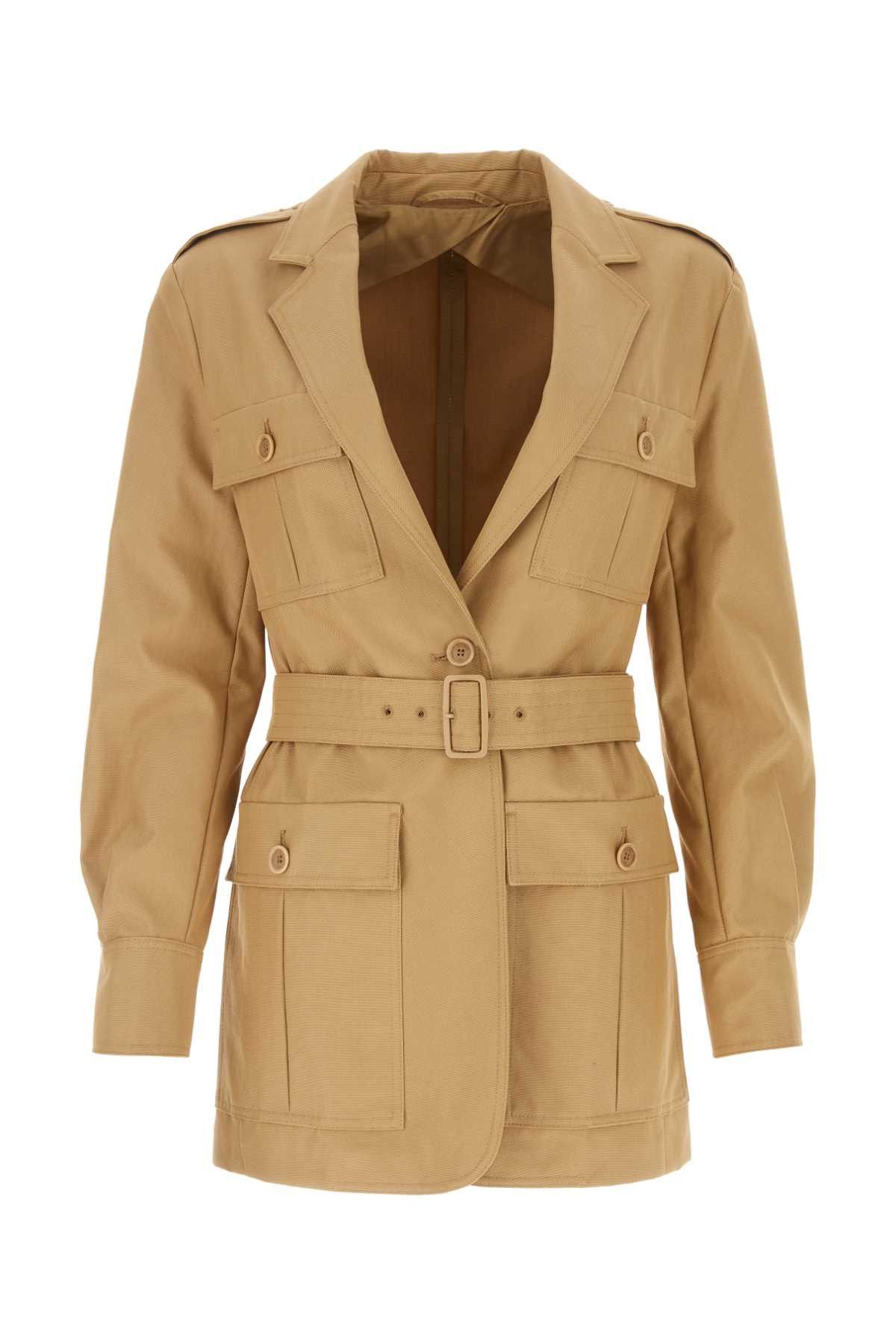 image of Max Mara Camel Cotton Pacos Jacket, Women's (Size Small)