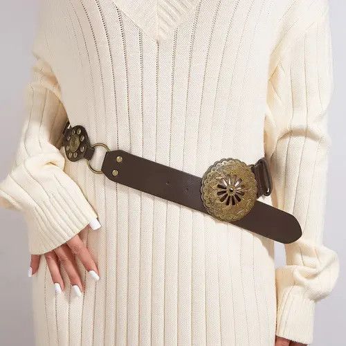 Y2K Lace Up Rivet Boho Vintage Black Belt Women