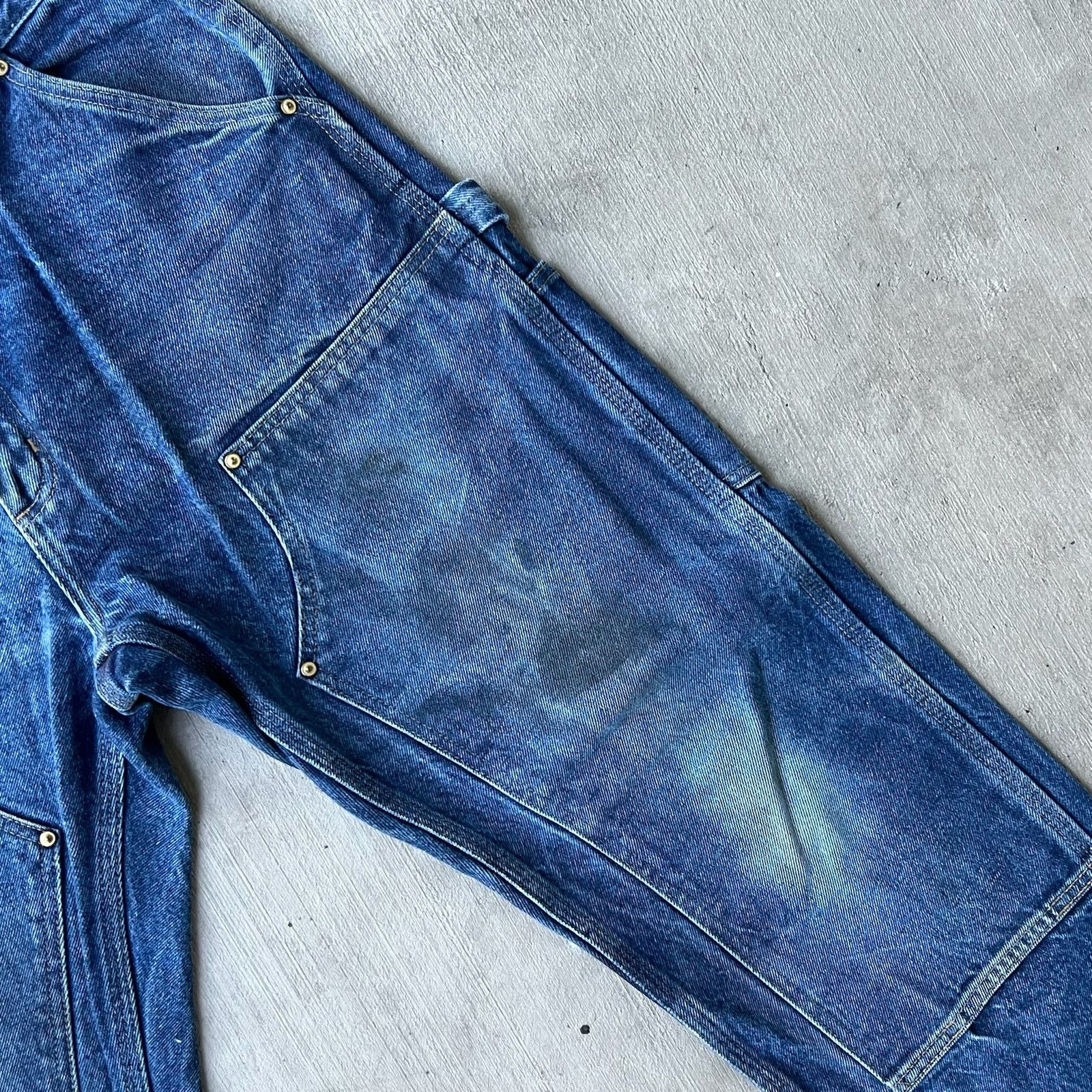 Carhartt × Vintage Carhartt faded denim blue jean double knee work wear pants Size US 33 - 4 Thumbnail