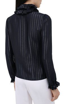 Saint Laurent Paris o1y0126 Striped Shirt in Midnight Blue Size M / US 6-8 / IT 42-44 - 3 Thumbnail