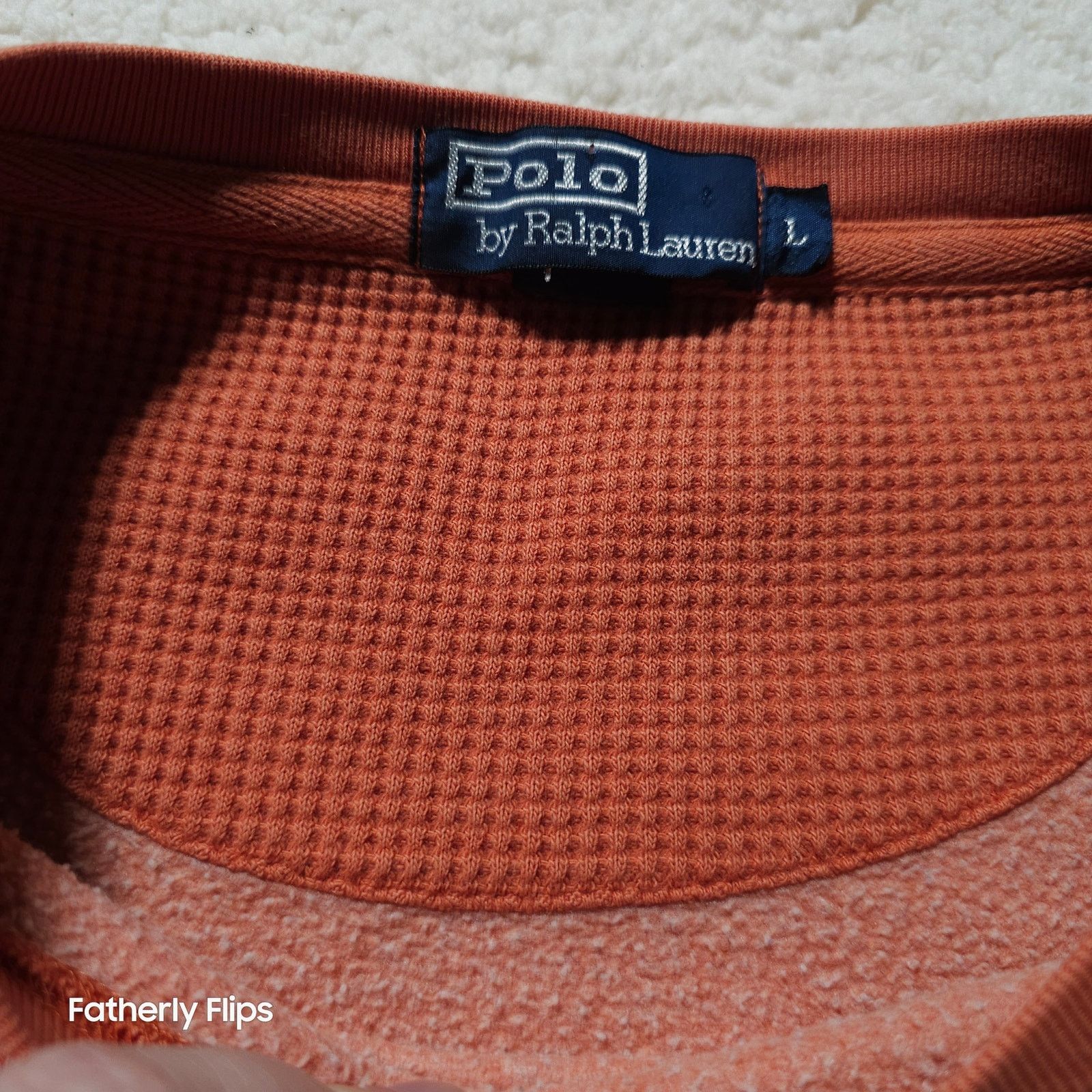 Polo Ralph Lauren Polo Ralph Lauren Burnt Orange Waffle Lined Sweatshirt L Size US L / EU 52-54 / 3 - 8 Thumbnail