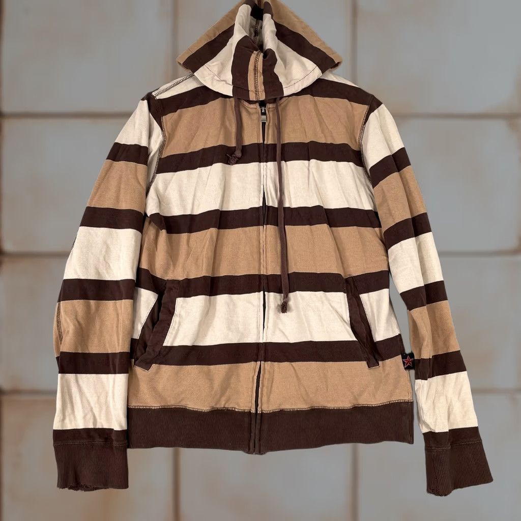 Vintage VINTAGE Top Heavy Y2K Hoodie Womens Medium Brown Striped Skater Grunge Full Zip Size M / US 6-8 / IT 42-44 - 1 Thumbnail