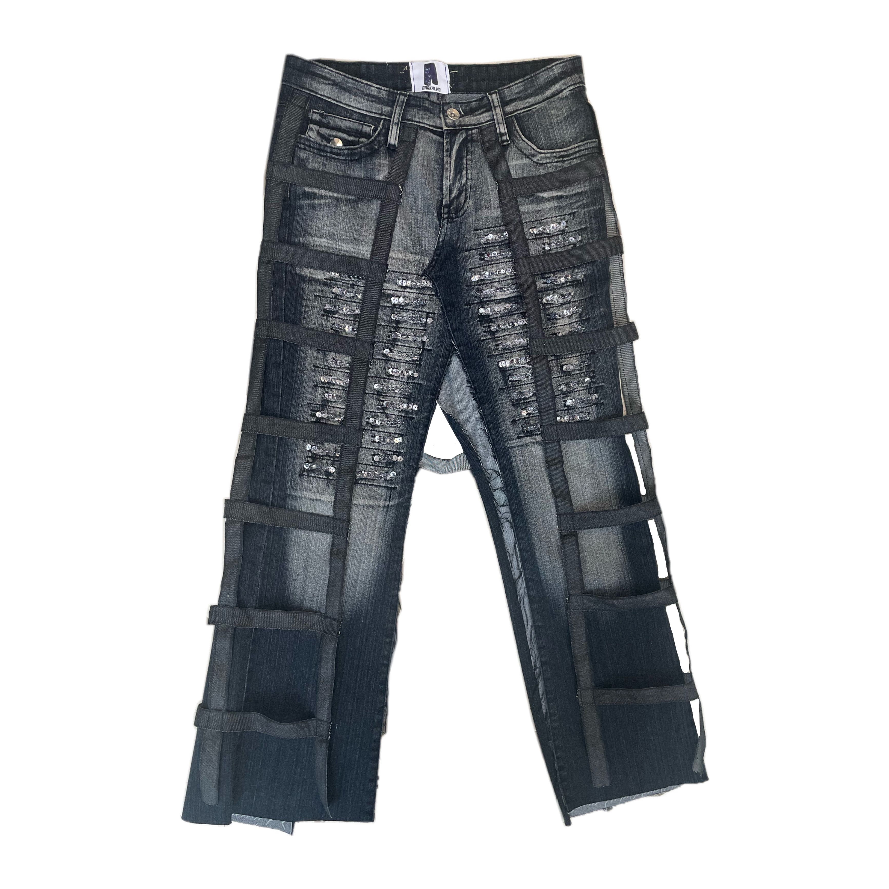 image of Barkalnd Long Denim Skirt With Harnesses in Grey, Women's (Size 26)