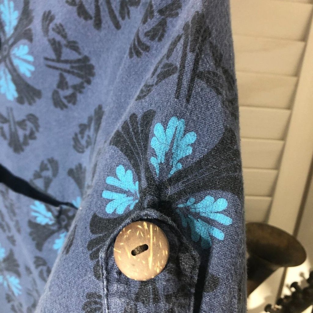 Vintage Vintage boho cotton shirt paisley blue short sleeves Sz L Size US L / EU 52-54 / 3 - 6 Thumbnail