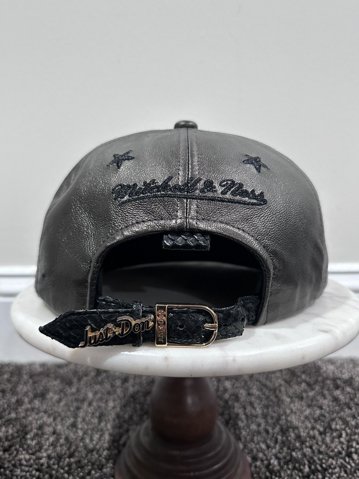 Just Don Just Don Mitchell & Ness NBA Brookyln Nets Black Leather Hat Size ONE SIZE - 5 Thumbnail