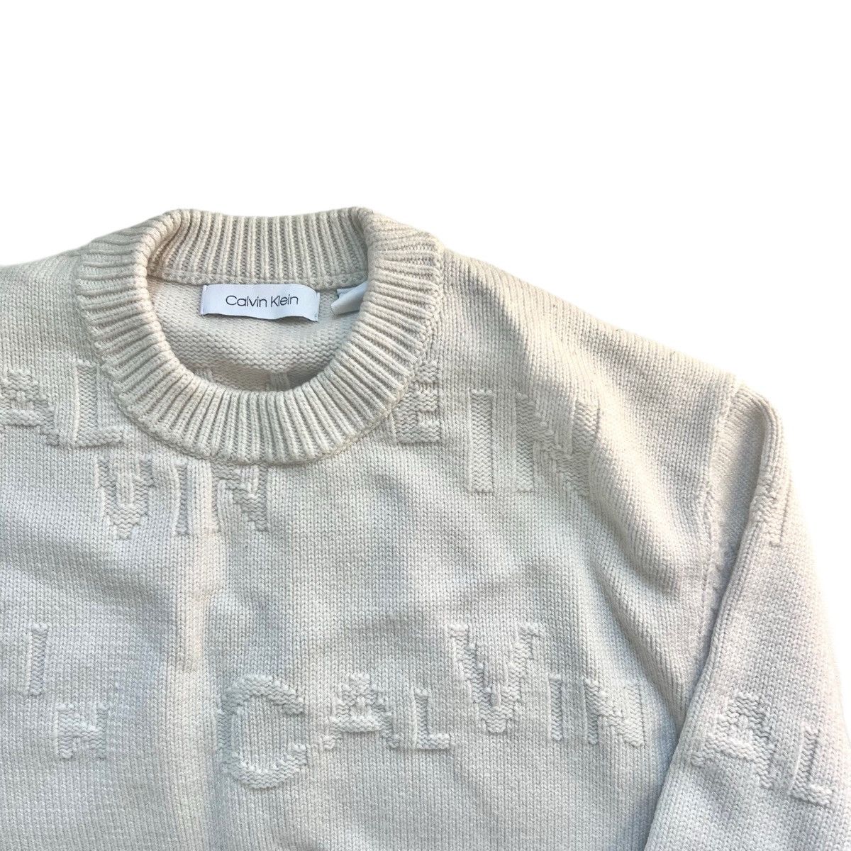 Calvin Klein CALVIN KLEIN rare wool knitted sweater cream white large L Size US L / EU 52-54 / 3 - 2 Thumbnail